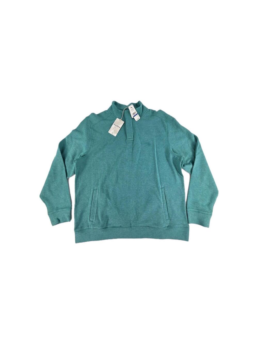 Tommy Bahama Mens Playa Pina Port Half Zip Size XL Green Sweater Pocket Pullover